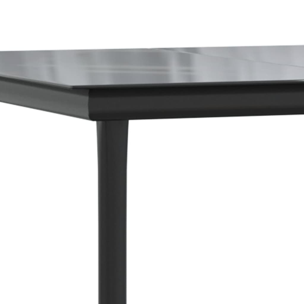 Set da Pranzo da Giardino 7 pz Nero in Acciaio e Textilene