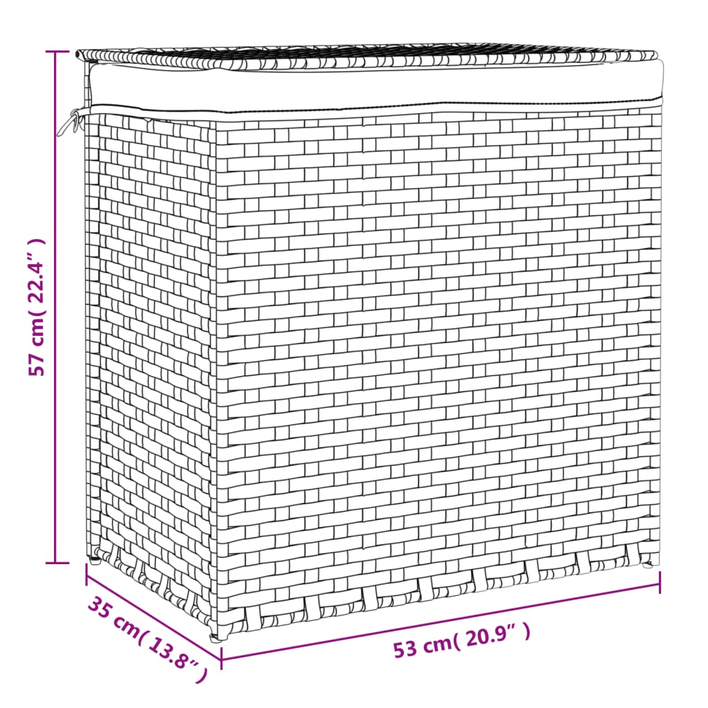 Cesto Portabiancheria 2 Sezioni Bianco 53x35x57 cm Polyrattan | homemem39