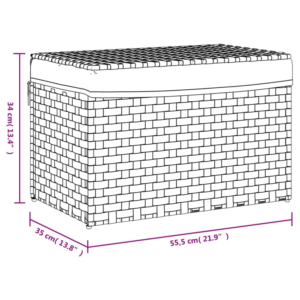 Cesto Portabiancheria con Coperchio 55,5x35x34 cm Polyrattan
