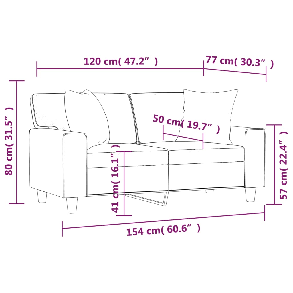 Divano a 2 Posti con Cuscini Grigio 120 cm in Similpelle | homemem39