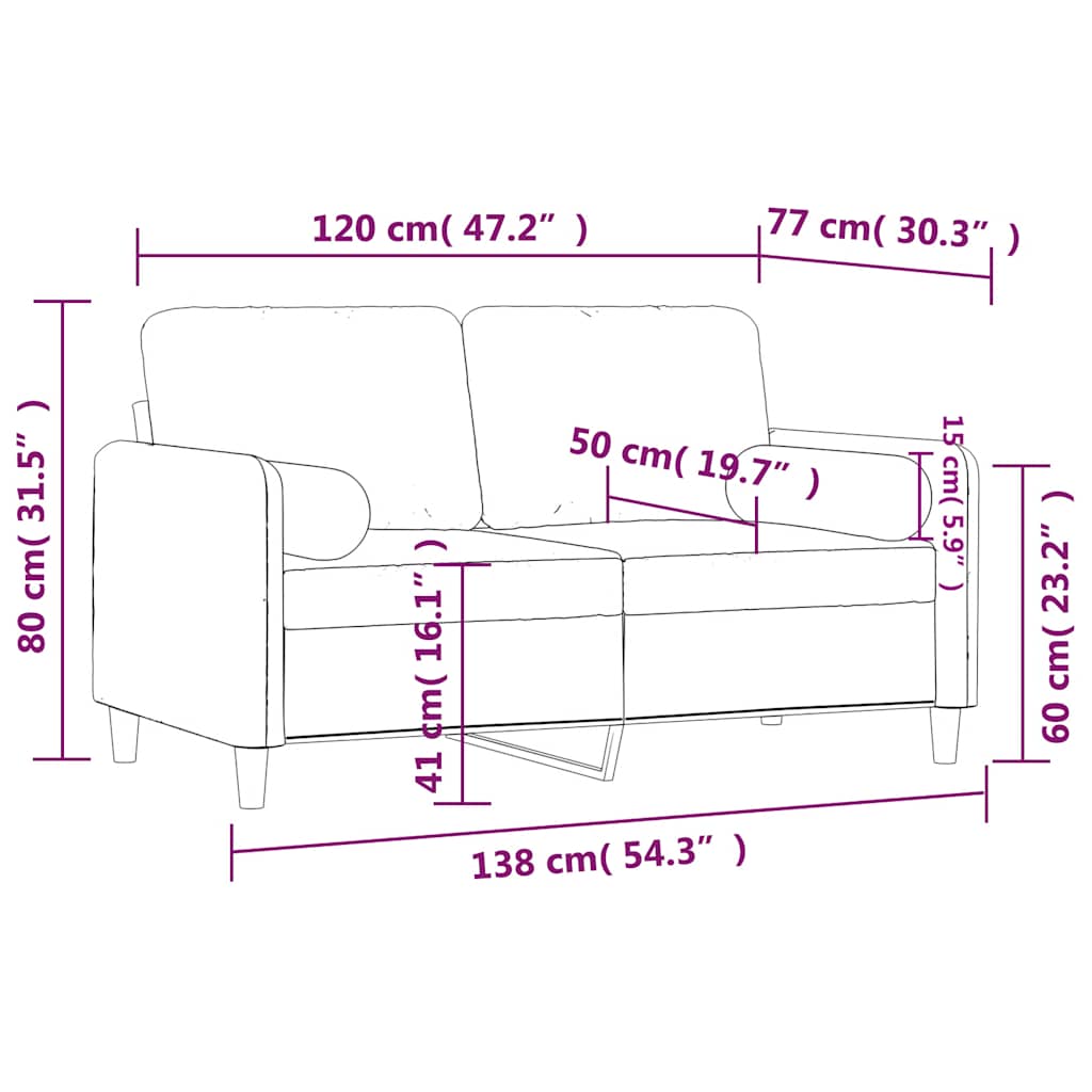 Divano a 2 Posti con Cuscini Verde Scuro 120 cm in Velluto | homemem39