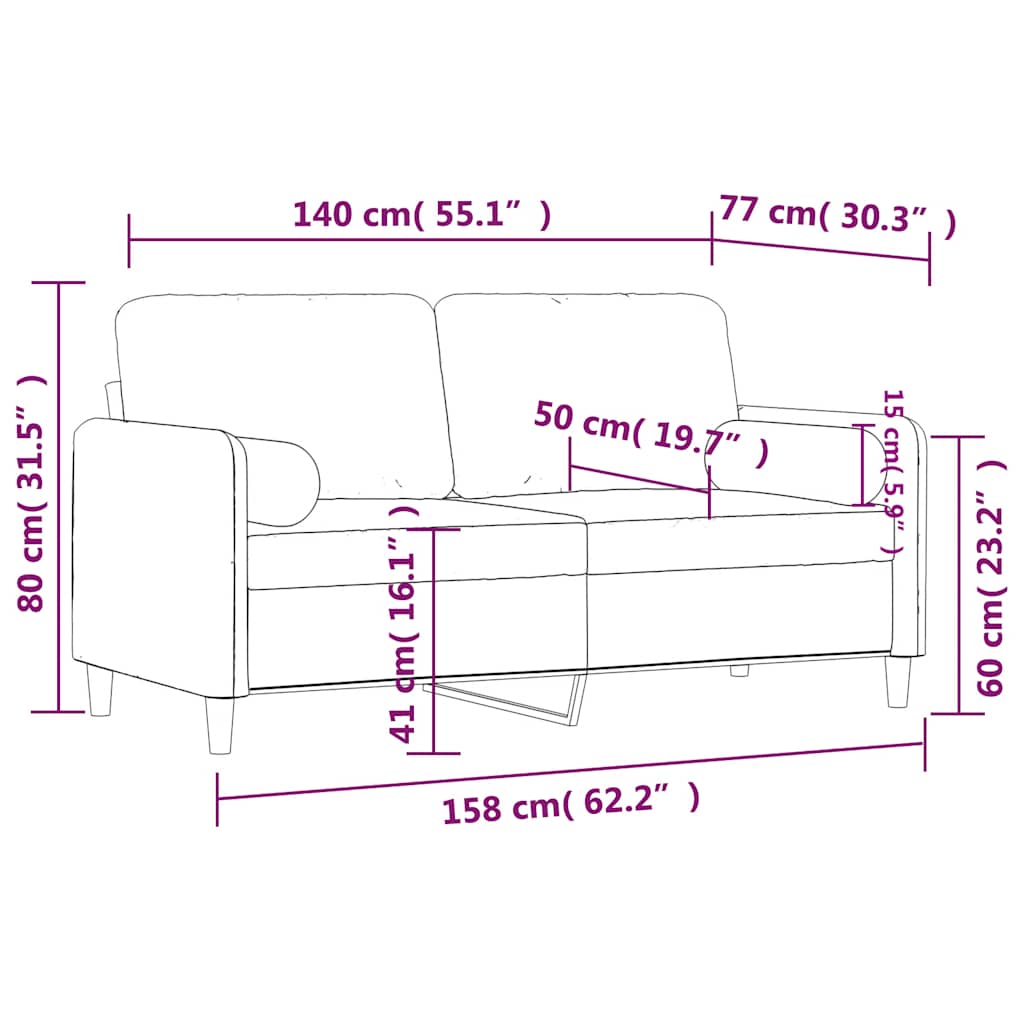 Divano a 2 Posti con Cuscini Giallo 140 cm in Velluto | homemem39