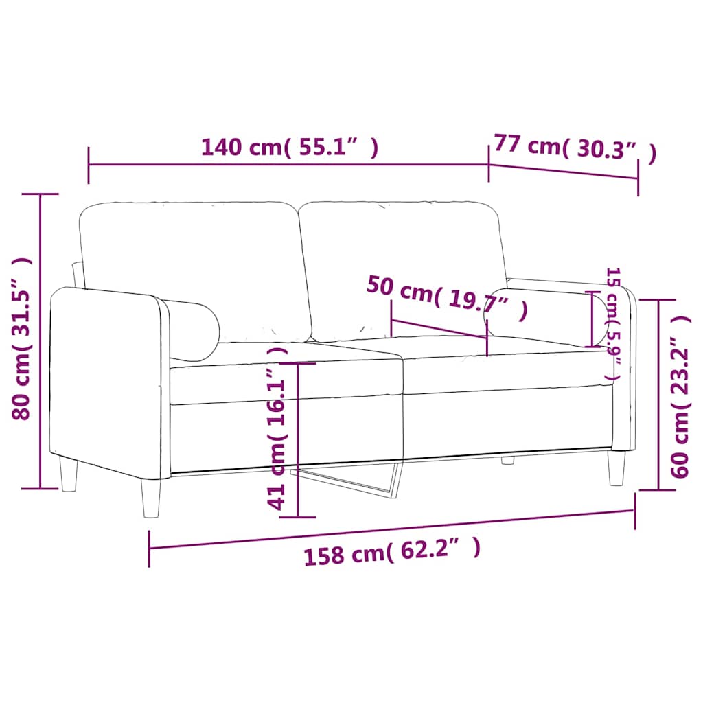 Divano a 2 Posti con Cuscini Blu 140 cm in Velluto | homemem39