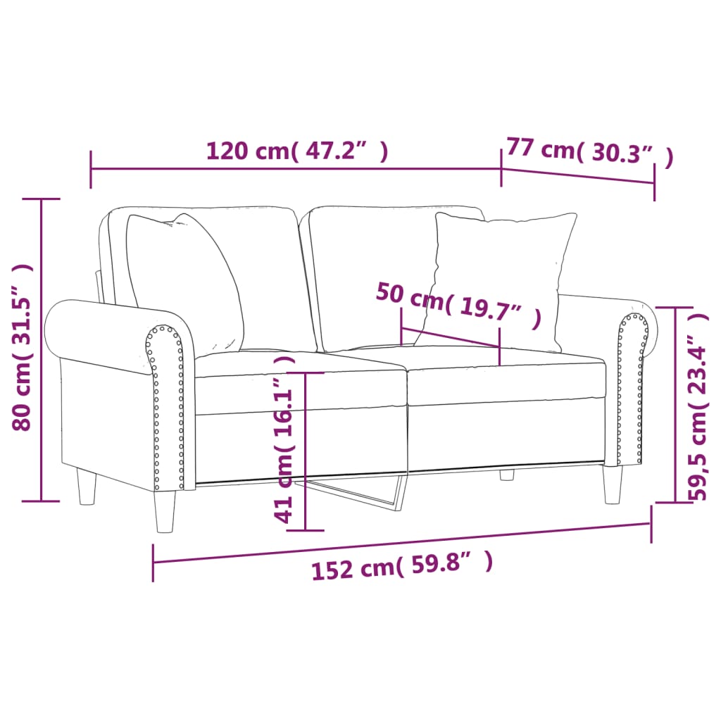 Divano a 2 Posti con Cuscini Nero 120 cm in Similpelle | homemem39