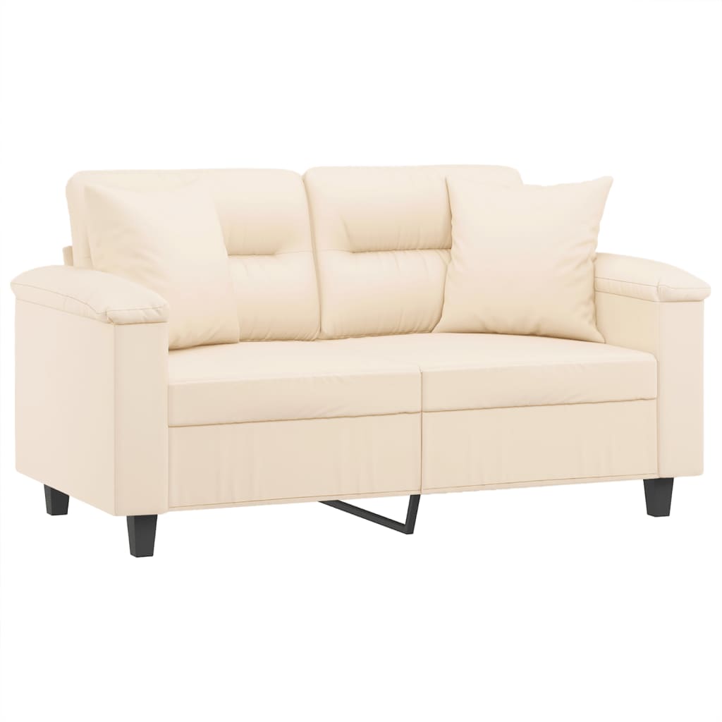 Divano a 2 Posti con Cuscini Beige 120 cm Tessuto Microfibra | homemem39