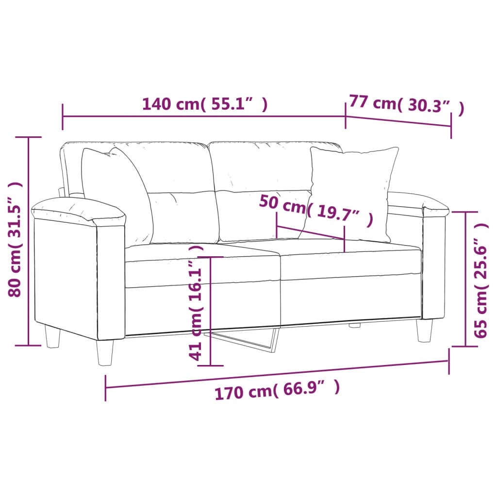 Divano a 2 Posti con Cuscini Crema 140 cm in Similpelle | homemem39