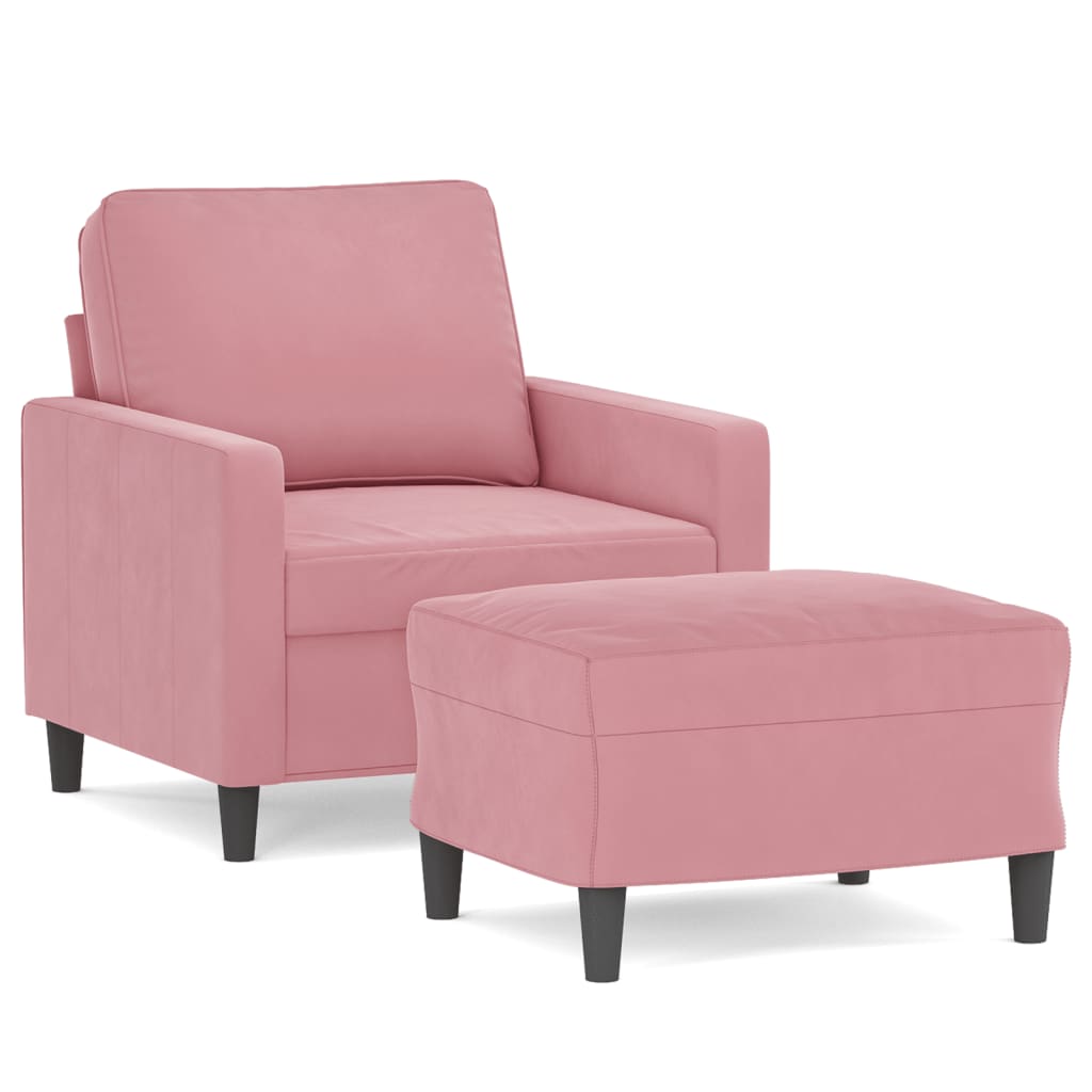 Poltrona con Poggiapiedi Rosa 60 cm Velluto