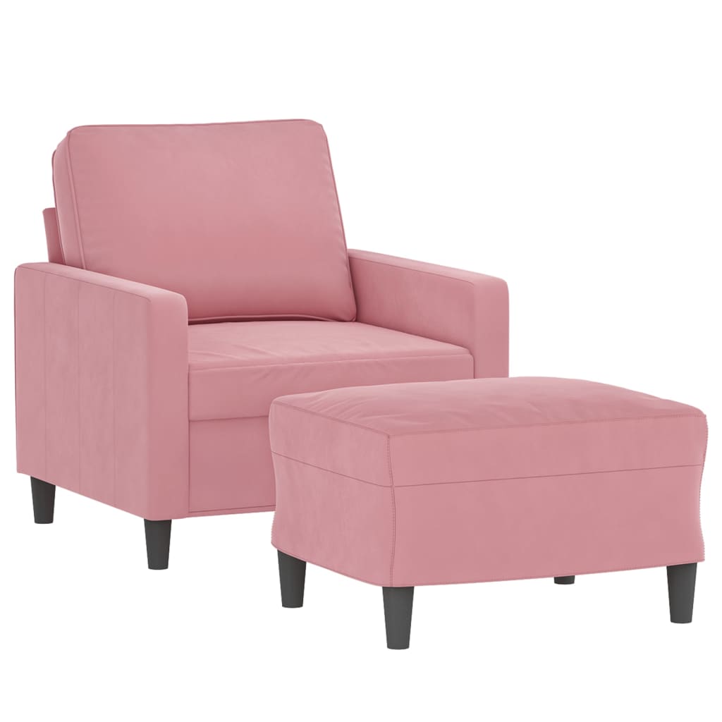Poltrona con Poggiapiedi Rosa 60 cm Velluto