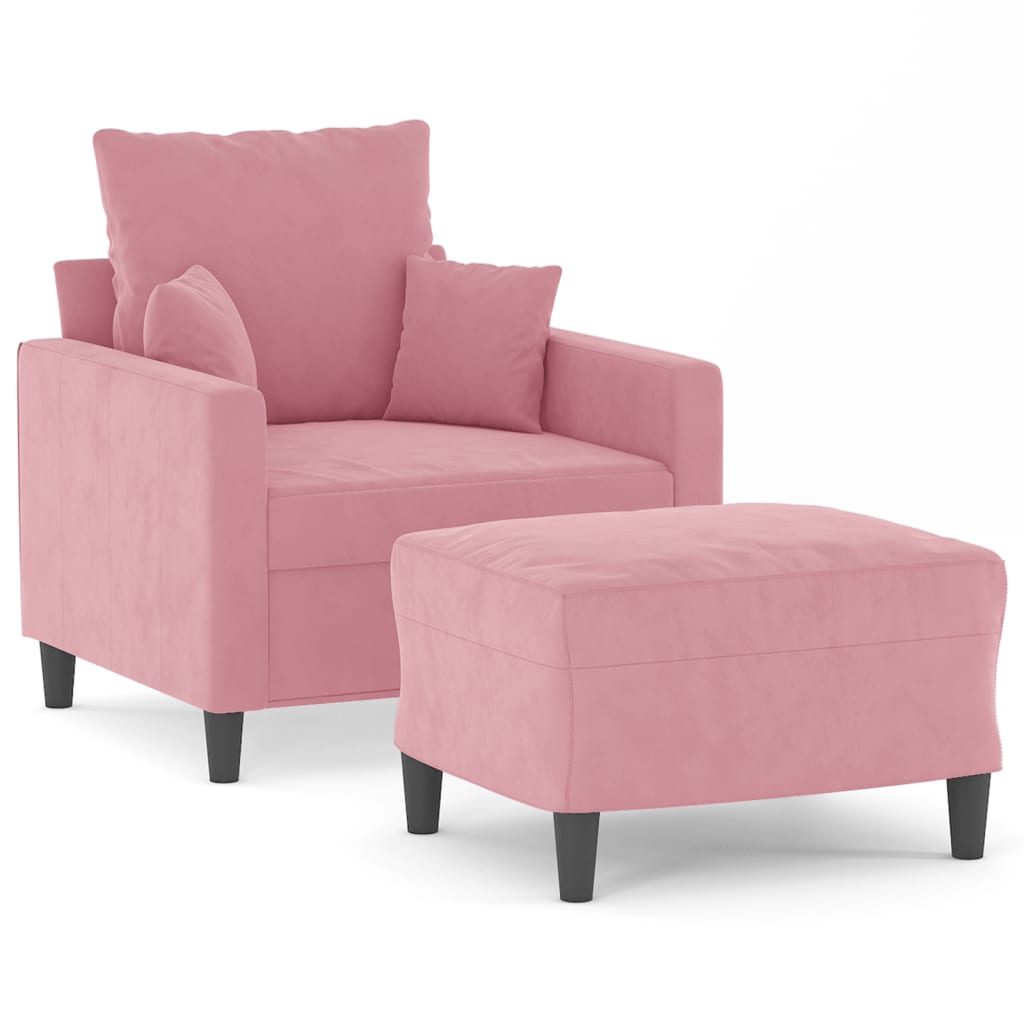 Poltrona con Poggiapiedi Rosa 60 cm Velluto