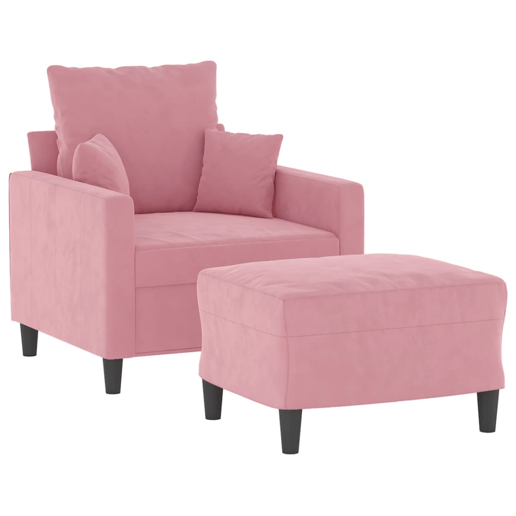 Poltrona con Poggiapiedi Rosa 60 cm Velluto