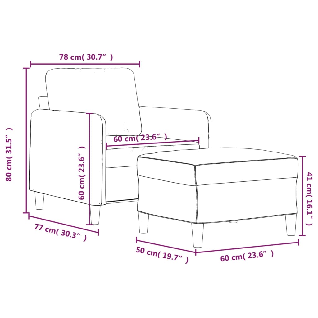 Poltrona con Poggiapiedi Grigio Scuro 60 cm in Velluto