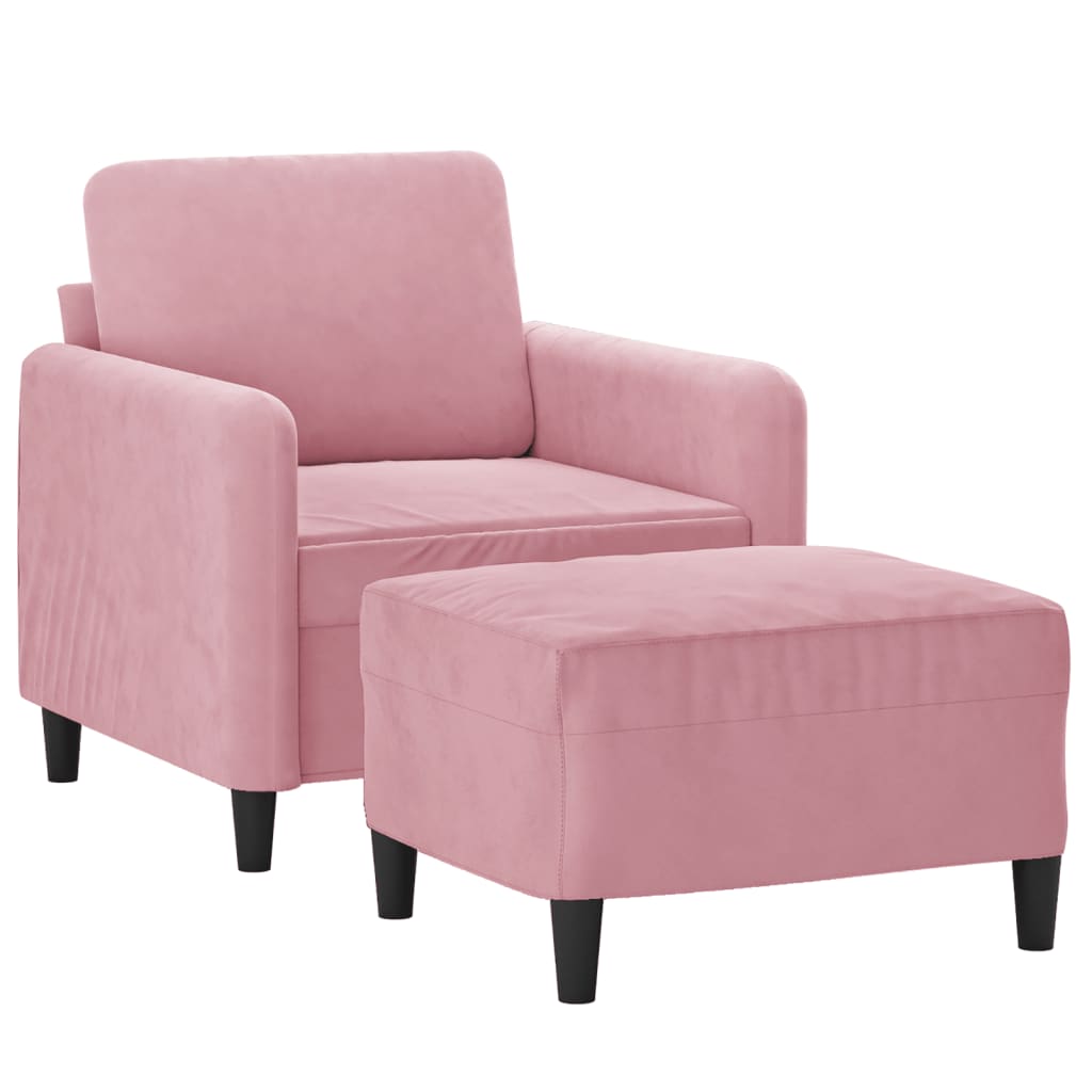 Poltrona con Poggiapiedi Rosa 60 cm Velluto