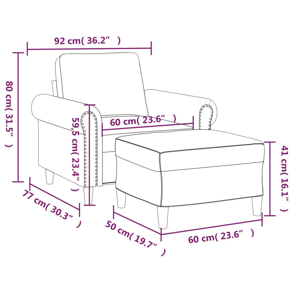 Poltrona con Poggiapiedi Rosa 60 cm Velluto | homemem39