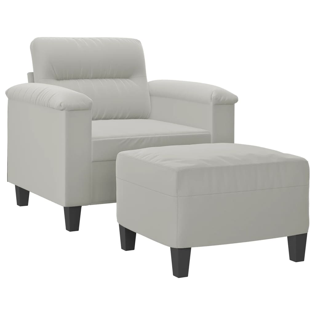 Poltrona con Poggiapiedi Grigio chiaro 60 cm Tessuto Microfibra | homemem39