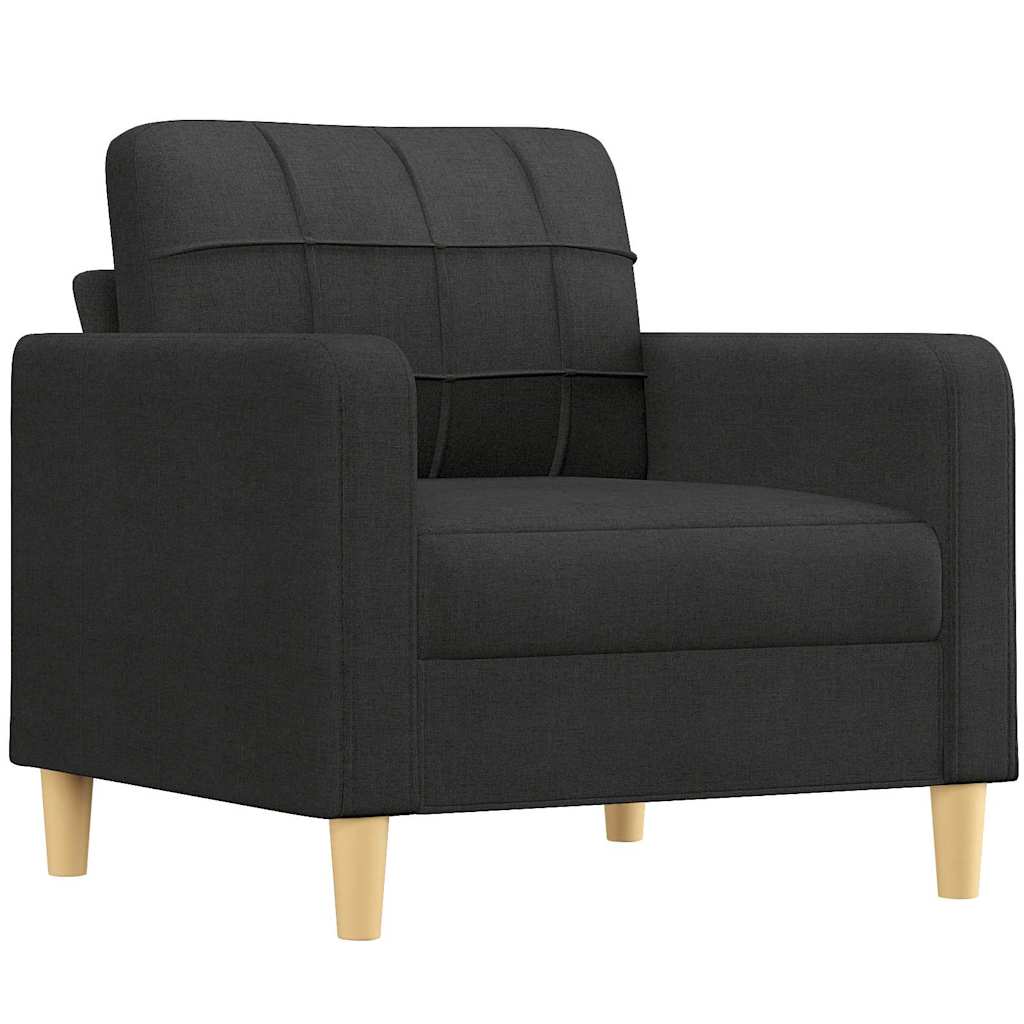 Set di Divani 3 pz con Cuscini Nero in Tessuto - homemem39