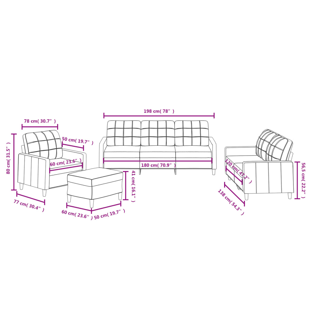 Set di Divani 4 pz con Cuscini Grigio Scuro in Tessuto | homemem39