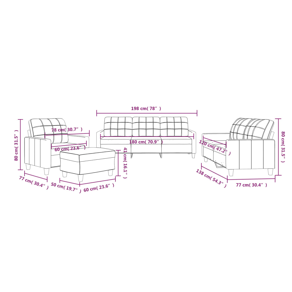 Set di Divani 4 pz con Cuscini cappuccino in Similpelle | homemem39