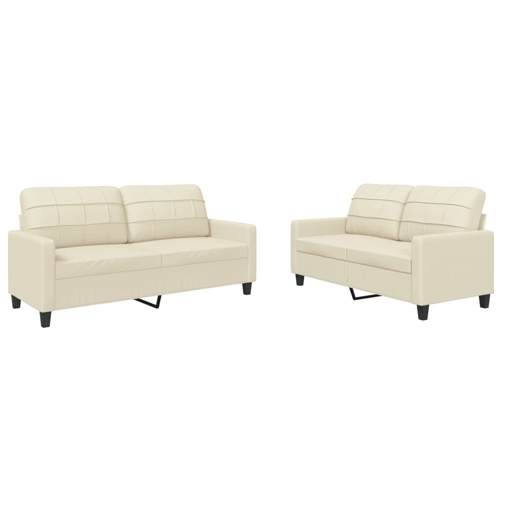 Set di Divani 2 pz con Cuscini crema in Similpelle - homemem39