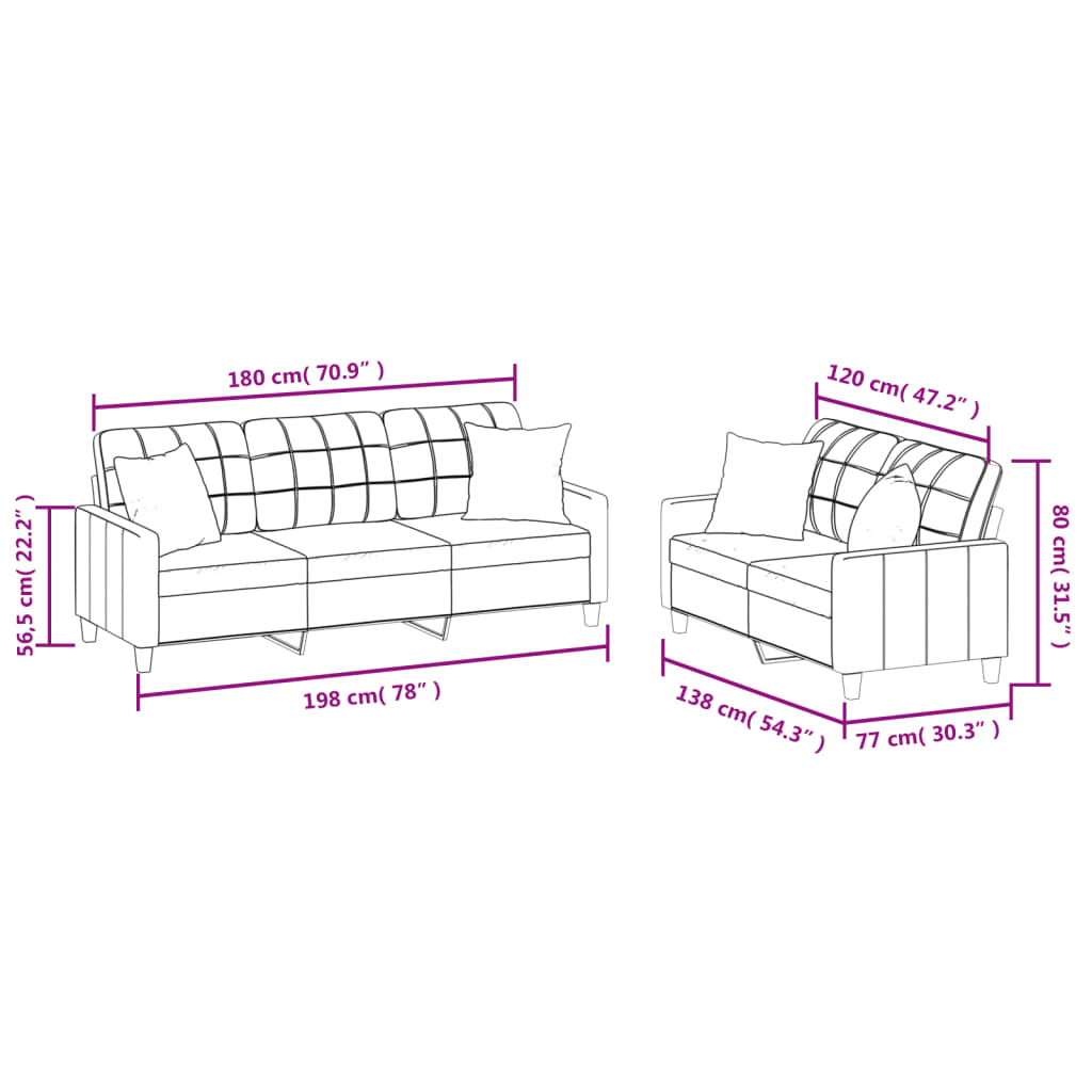 Set di Divani 2 pz con Cuscini Grigio in Similpelle | homemem39