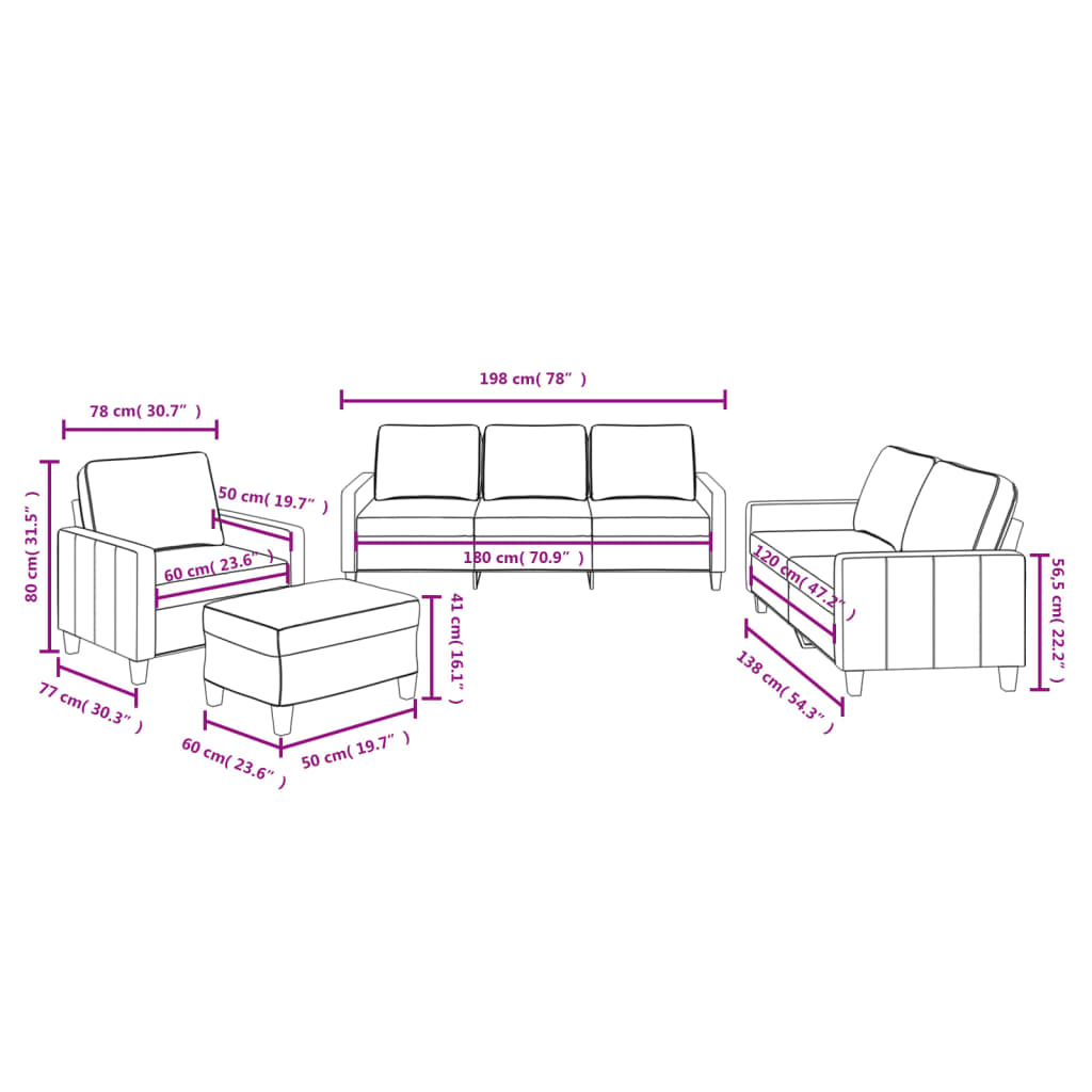 Set di Divani 4 pz con Cuscini Grigio Scuro in Tessuto | homemem39