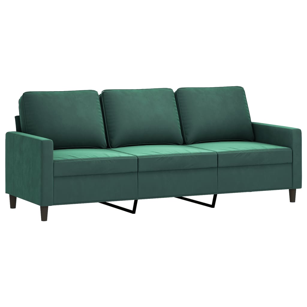 Set di Divani 4 pz con Cuscini Verde scuro in Velluto