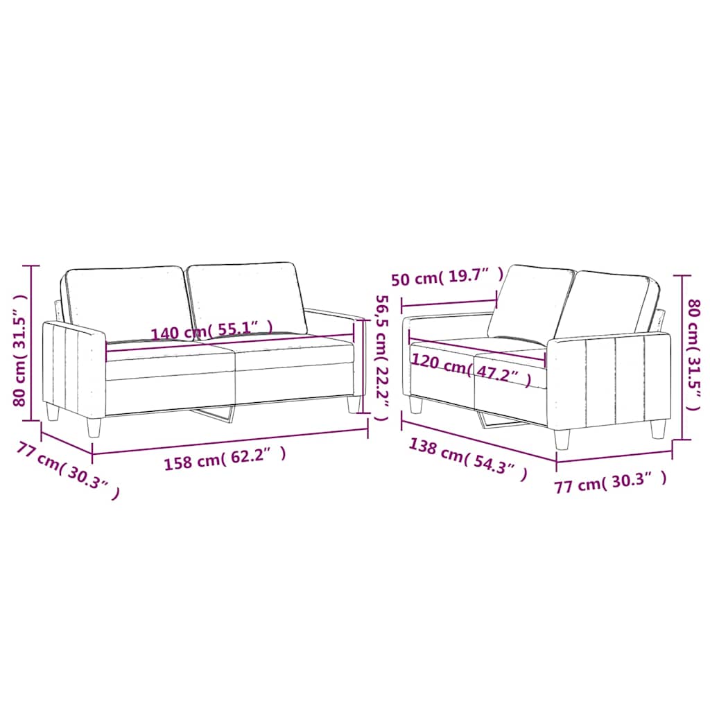 Set di Divani 2 pz con Cuscini Verde scuro in Velluto | homemem39