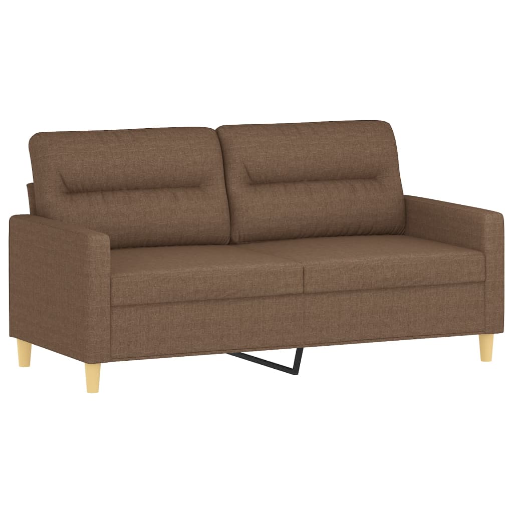 Set di Divani 3 pz con Cuscini Marrone in Tessuto