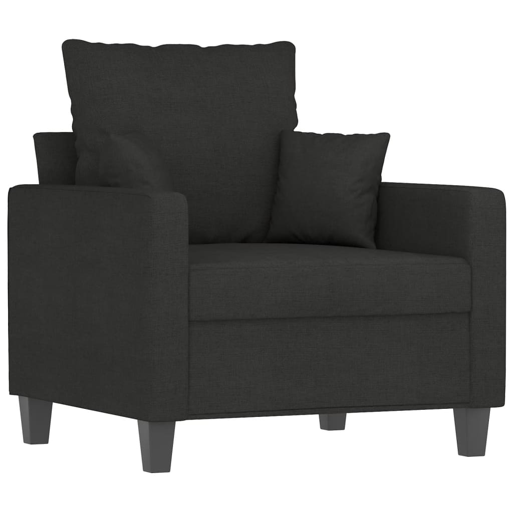 Set Divani 4 pz con Cuscini Nero in Tessuto