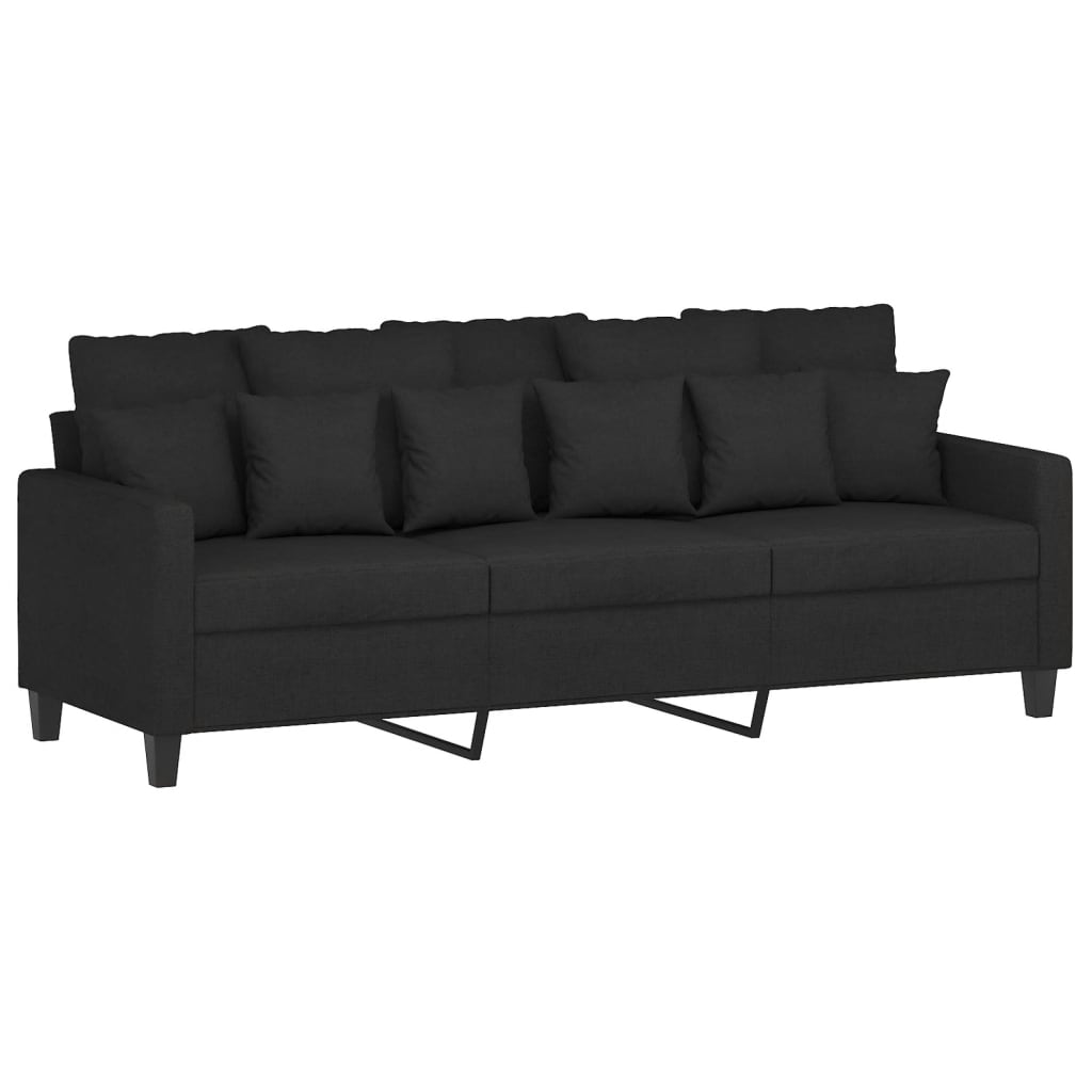 Set Divani 4 pz con Cuscini Nero in Tessuto