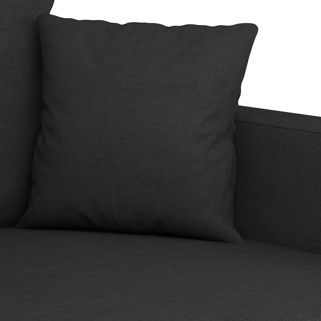 Set Divani 4 pz con Cuscini Nero in Tessuto