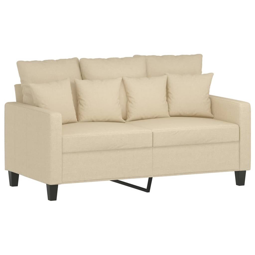 Set di Divani 3 pz con Cuscini Crema in Tessuto