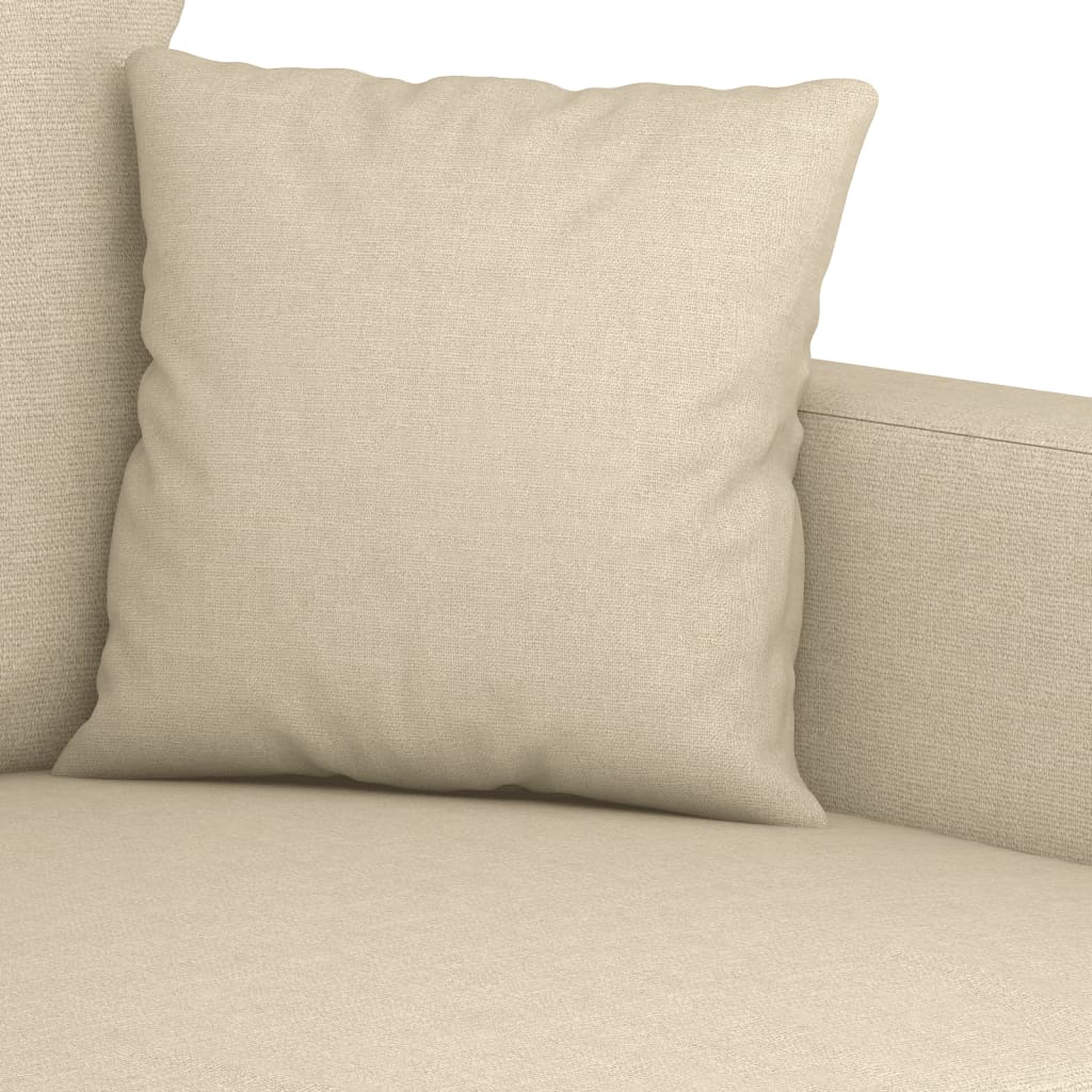 Set di Divani 3 pz con Cuscini Crema in Tessuto
