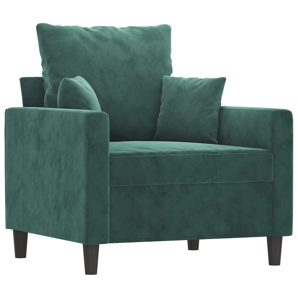 Set di Divani 3 pz con Cuscini Verde scuro in Velluto