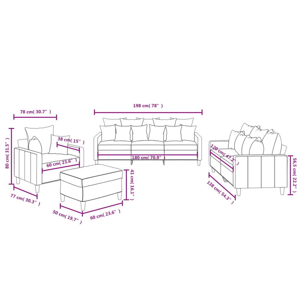 Set di Divani 4 pz con Cuscini Blu in Velluto | homemem39