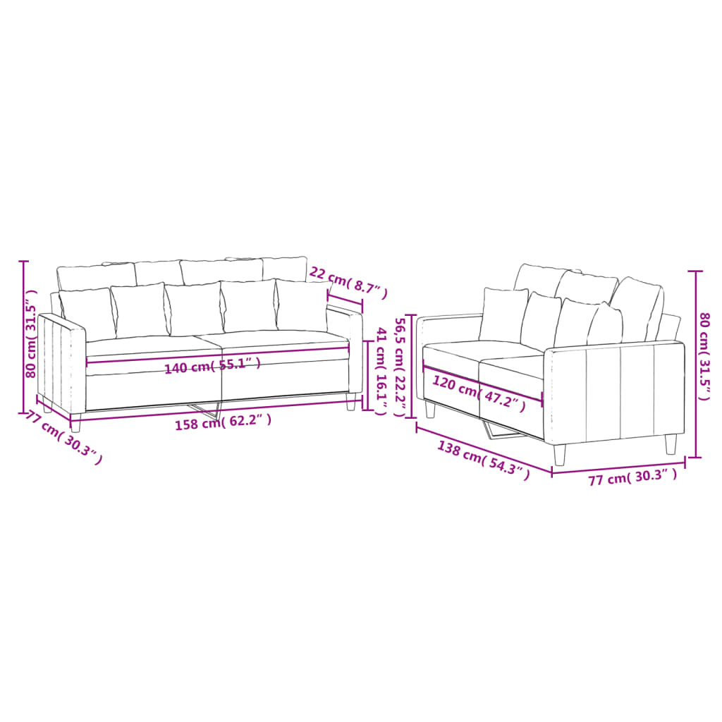 Set di Divani 2 pz con Cuscini Grigio Scuro in Velluto | homemem39