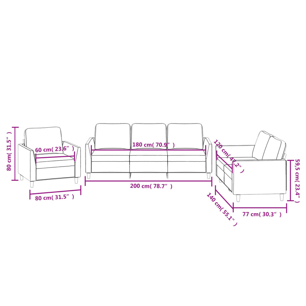Set di Divani 3 pz con Cuscini Grigio in Similpelle | homemem39