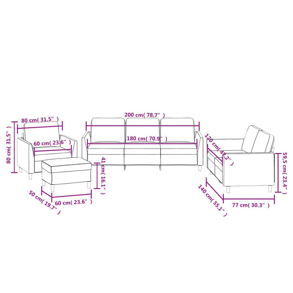 Set di Divani 4 pz con Cuscini Grigio in Similpelle | homemem39