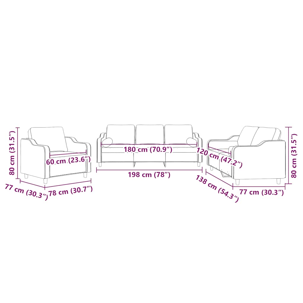 Set di Divani 3 pz con Cuscini Giallo Chiaro in Tessuto