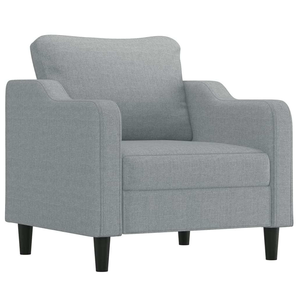 Set Divani 4 pz con Cuscini Grigio Chiaro in Tessuto
