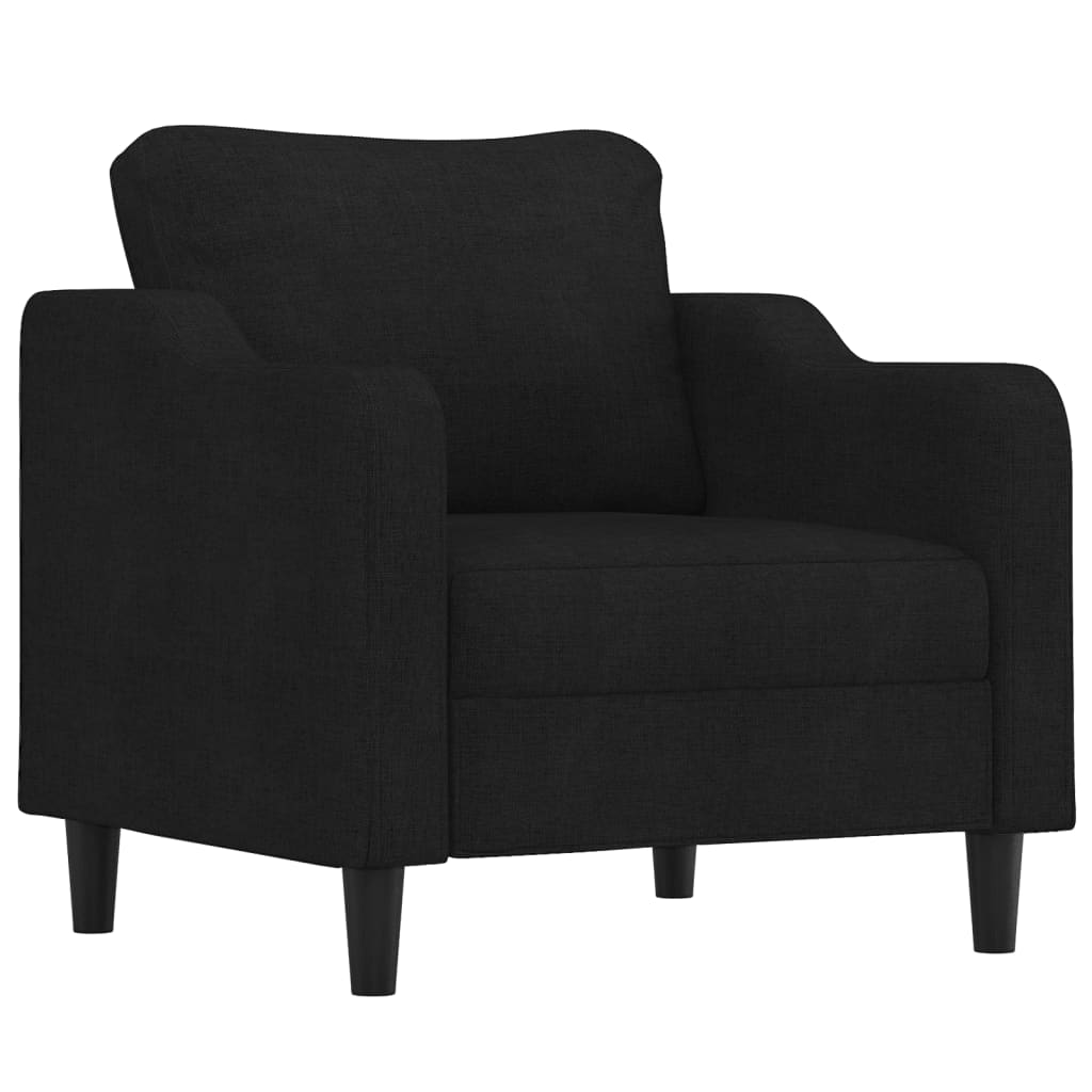Set Divani 4 pz con Cuscini Nero in Tessuto