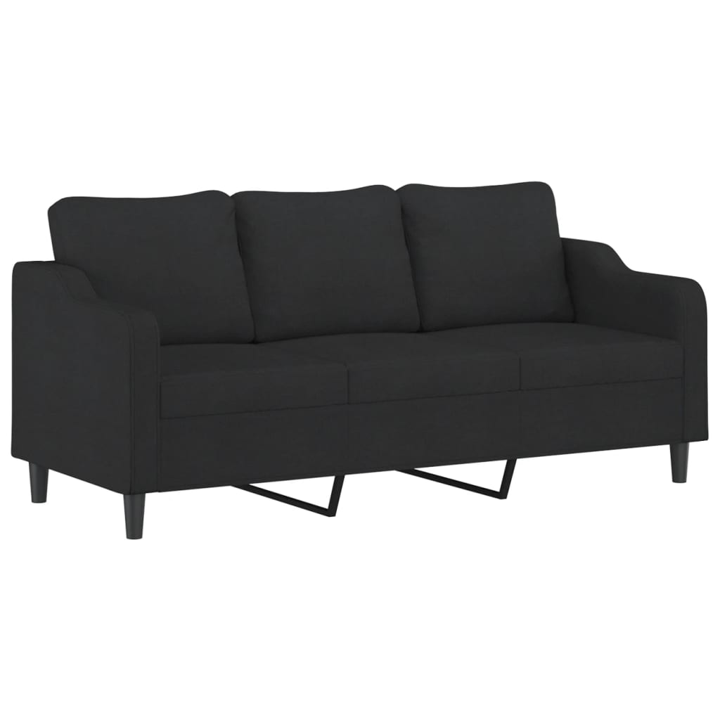 Set Divani 4 pz con Cuscini Nero in Tessuto