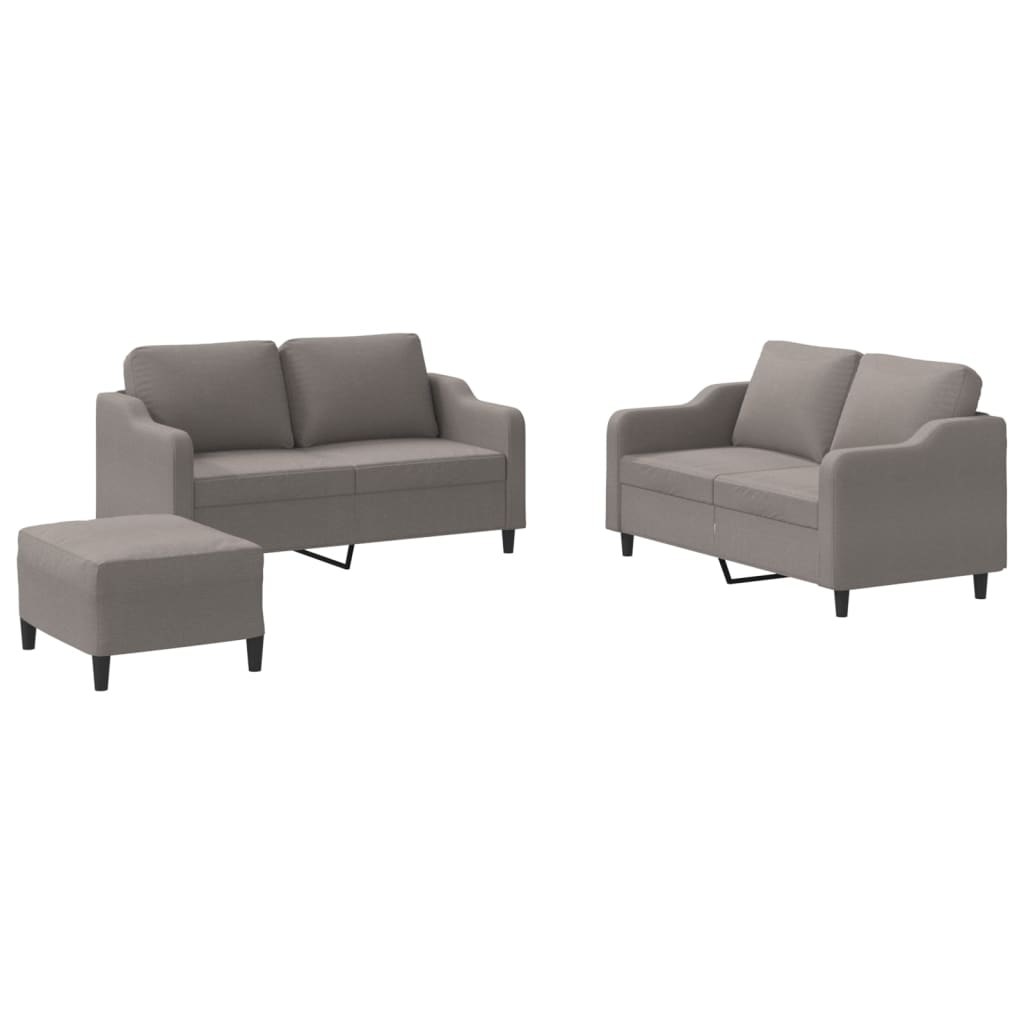 Set di Divani 3 pz con Cuscini Tortora in Tessuto