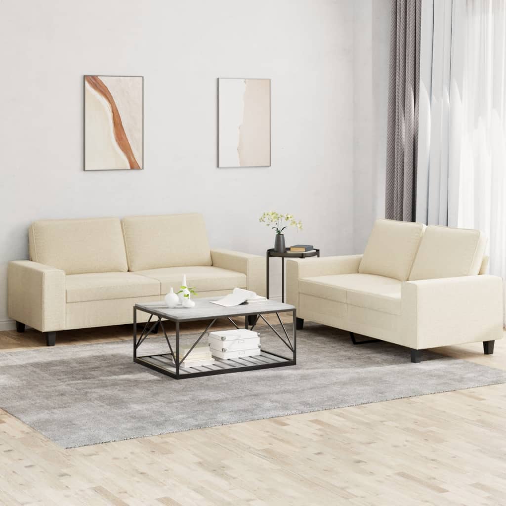 Set di Divani 2 pz Crema in Tessuto - homemem39