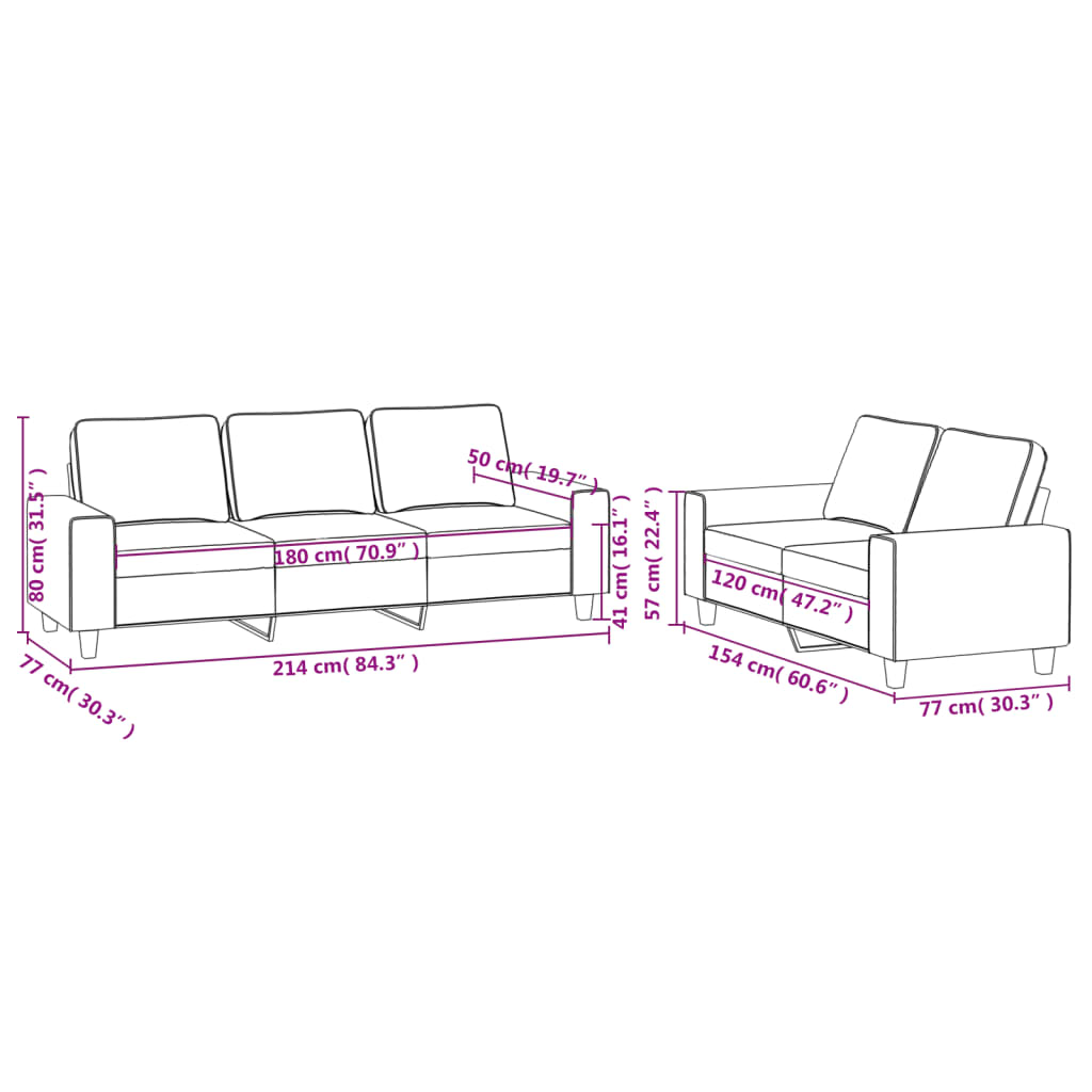 Set di Divani 2 pz Grigio Chiaro in Tessuto | homemem39