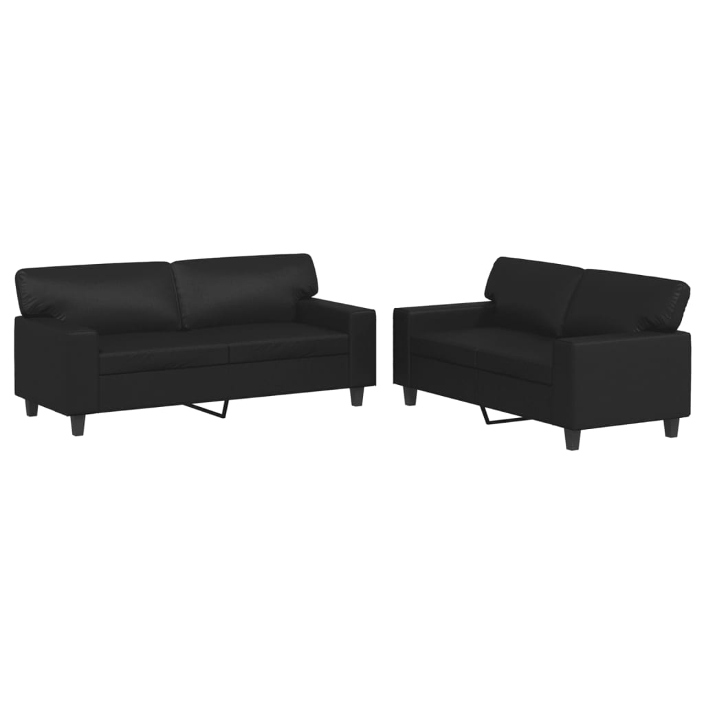 Set di Divani 2 pz Nero in Similpelle - homemem39