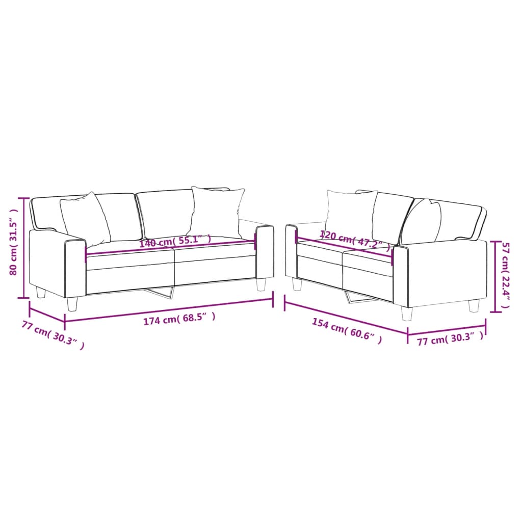 Set di Divani 2 pz con Cuscini Grigio in Similpelle | homemem39