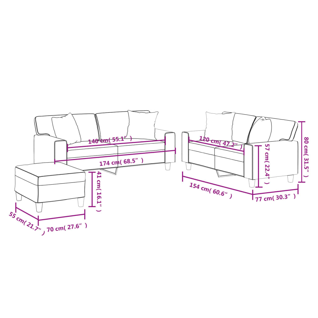 Set di Divani 3 pz con Cuscini Grigio in Similpelle | homemem39