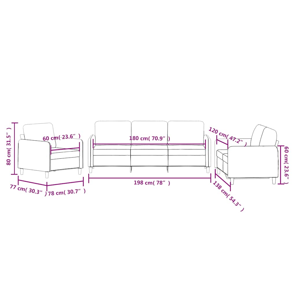 Set di Divani 3 pz Blu in Velluto | homemem39