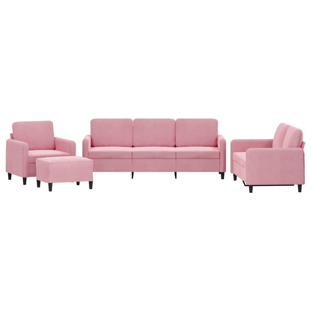 Set di Divani 4 pz Rosa in Velluto