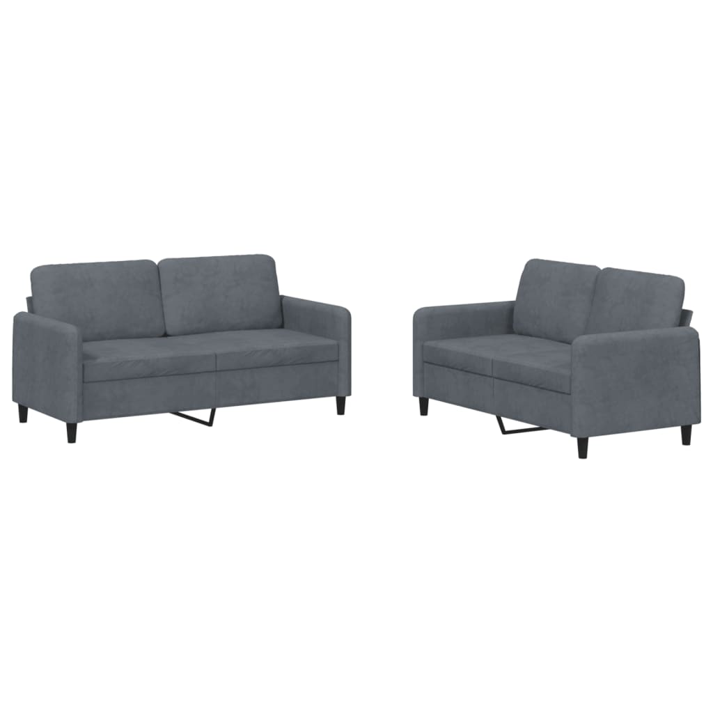 Set di Divani 2 pz Grigio Scuro in Velluto - homemem39